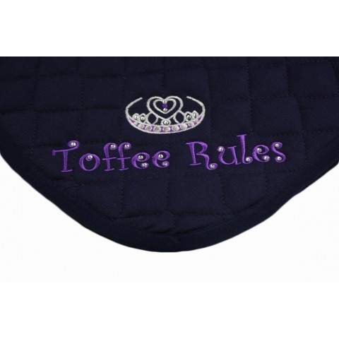 Personalised Embroidered Saddle Cloth with Cute Crystals Crown Design